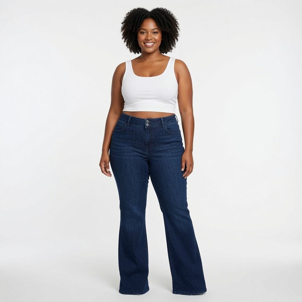 Lane Bryant Tighter Tummy Tech Dark Wash Flare Leg Jeans Plus Size 14